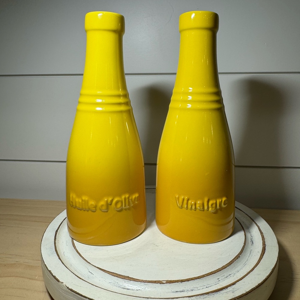 Yellow Ceramic Oil and Vinegar Dispenser Set Necter.